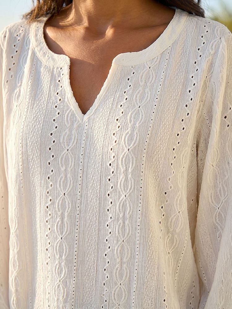 Roman White Broderie Detail Tunic Top - Image 4 of 4 Roman White Broderie Detail Tunic Top - Image 4 of 4
