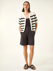 Roman White Stripe Button Knit Cardigan - Image 2 of 5