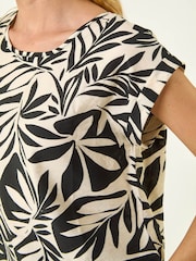 Roman Black Leaf Print Shell Top - Image 5 of 5
