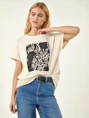 Roman Black Floral Print Tunic Top - Image 4 of 5