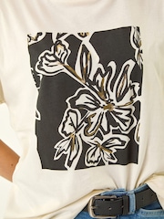 Roman Black Floral Print Tunic Top - Image 5 of 5