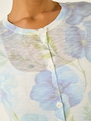 Roman White Floral Print Knit Cardigan - Image 6 of 6