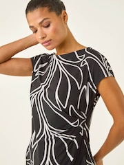 Roman Floral Print Asymmetric Stretch Top - Imaginea 1 din 5