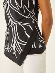 Roman Floral Print Asymmetric Stretch Top - Imaginea 5 din 5