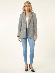 Roman Black Boucle Frayed Edge Jacket - Image 1 of 5
