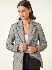 Roman Black Boucle Frayed Edge Jacket - Image 4 of 5