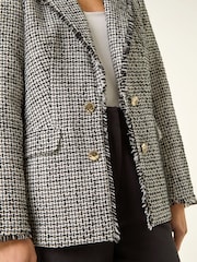 Roman Black Boucle Frayed Edge Jacket - Image 5 of 5