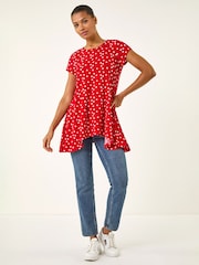 Roman Red Polka Dot Hanky Hem Top - Image 2 of 5