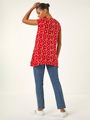Roman Red Polka Dot Hanky Hem Top - Image 3 of 5