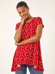 Roman Red Polka Dot Hanky Hem Top - Image 4 of 5