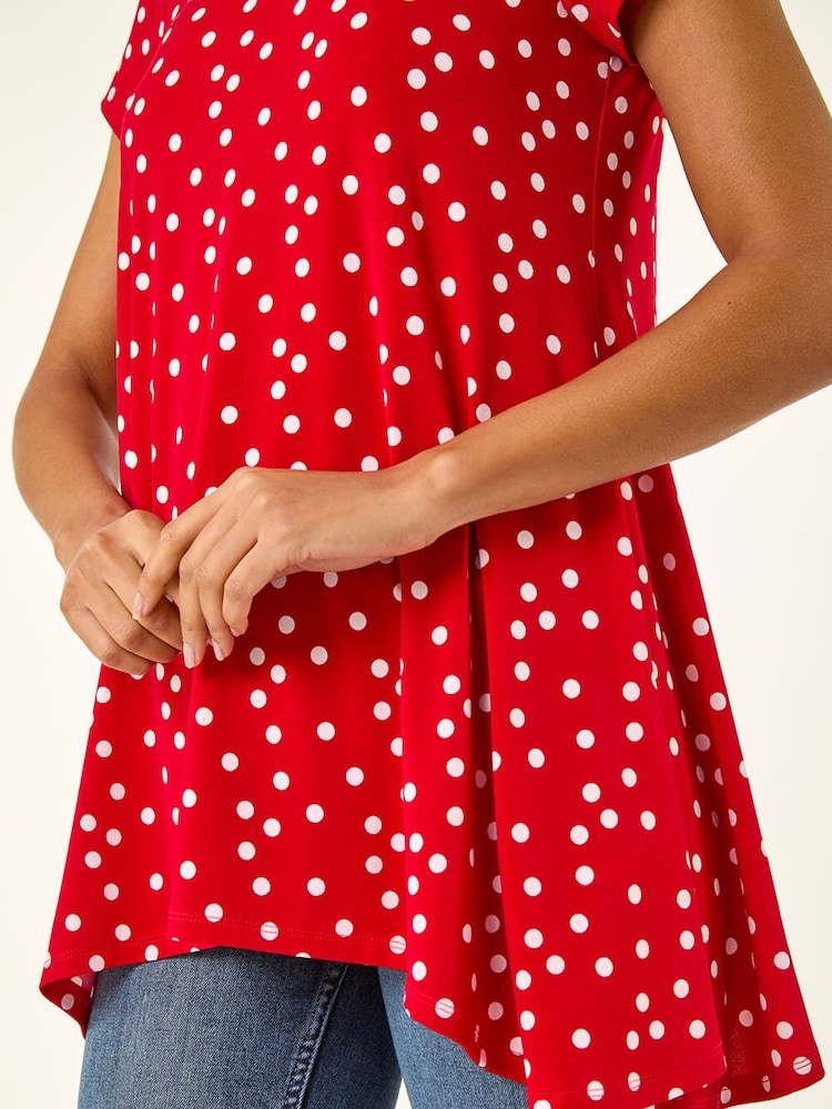 Roman Red Polka Dot Hanky Hem Top - Image 5 of 5