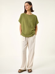 Roman Green Textured Stretch Tunic Top - Image 2 of 5