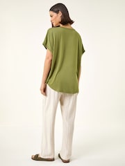 Roman Green Textured Stretch Tunic Top - Image 3 of 5