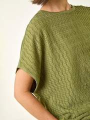 Roman Green Textured Stretch Tunic Top - Image 5 of 5
