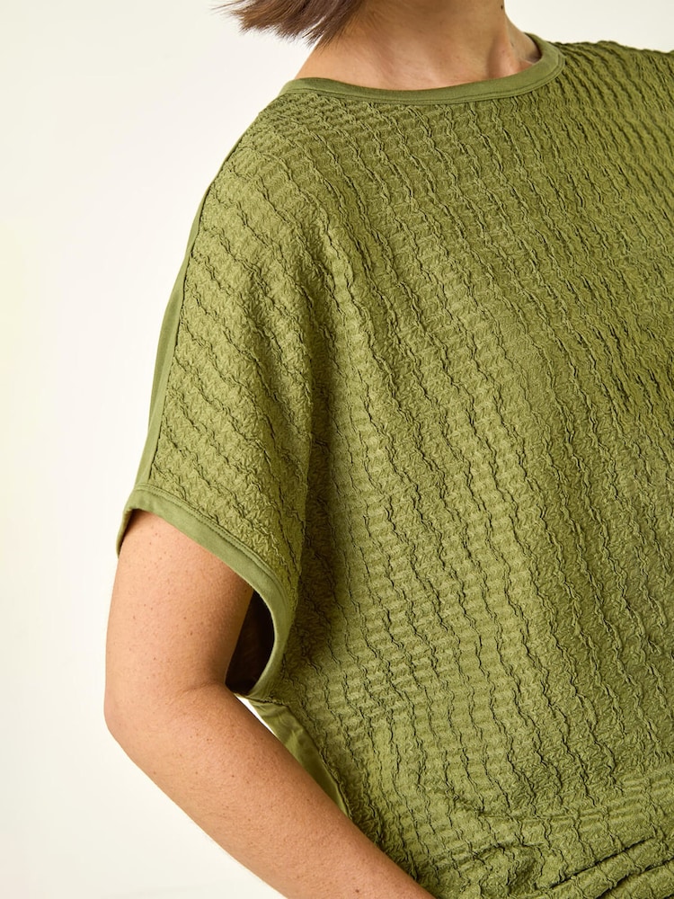 Roman Green Textured Stretch Tunic Top - Image 5 of 5