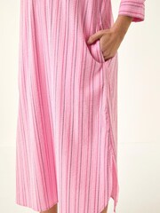 Roman Pink Textured Stripe Shirt Dress - Image 5 of 5
