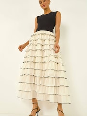 Roman Black Ruffle Knit Maxi Dress - Image 2 of 5