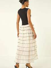 Roman Black Ruffle Knit Maxi Dress - Image 3 of 5