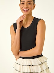 Roman Black Ruffle Knit Maxi Dress - Image 4 of 5