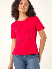 Roman Red Embellished Heart T-Shirt - Image 1 of 5