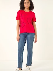 Roman Red Embellished Heart T-Shirt - Image 2 of 5
