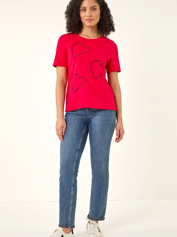 Roman Red Embellished Heart T-Shirt - Image 2 of 5