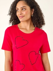 Roman Red Embellished Heart T-Shirt - Image 4 of 5
