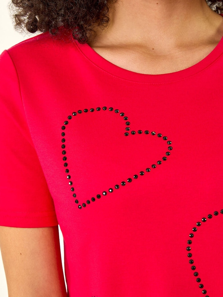 Roman Red Embellished Heart T-Shirt - Image 5 of 5
