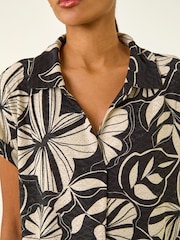 Roman Black Printed Broderie Collared Top - Image 5 of 5