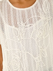 لون طبيعي - رداء علوي قابل للتمدد مزيّن بطبعة زهور بارزة الملمس من Roman - صورة 6 من 6