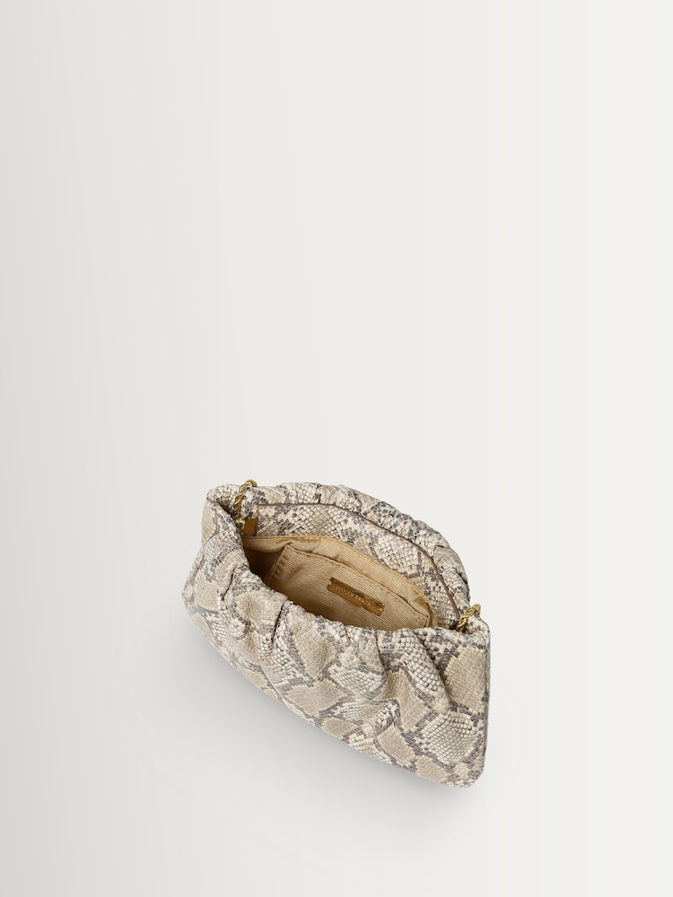 Loeffler Randall Natural Serena Snake Gathered Clutch - Image 5 of 5 Loeffler Randall Natural Serena Snake Gathered Clutch - Image 5 of 5