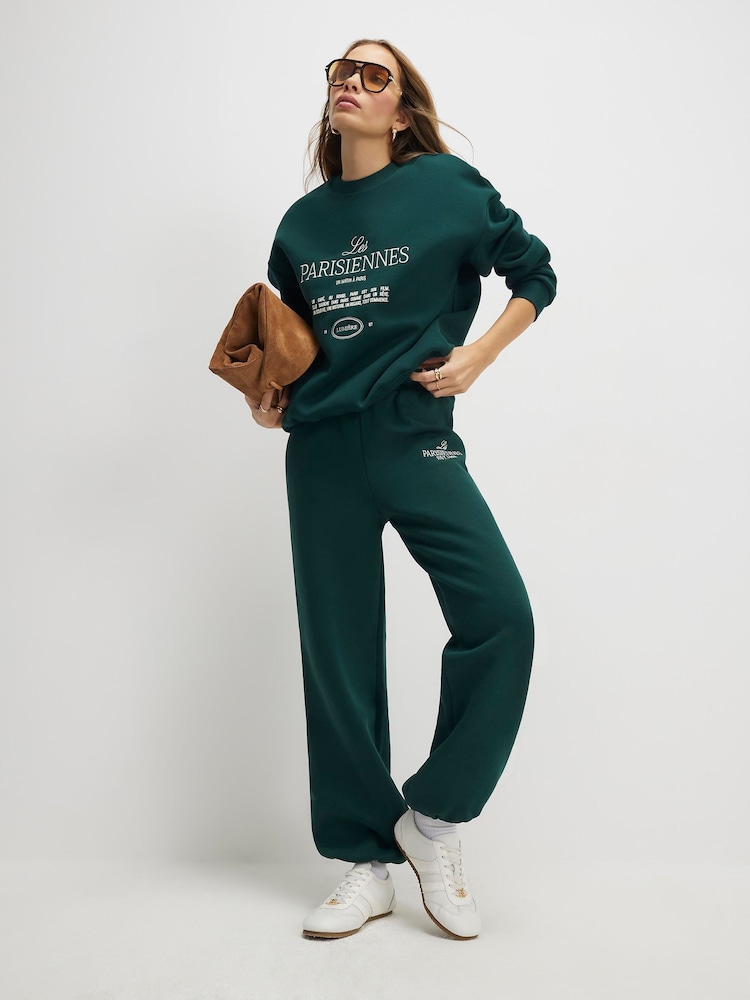 River Island Green Long Sleeve Les Parisiennes Emboridered Sweatshirt - Image 3 of 3