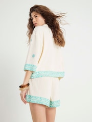 River Island Cream Sequin Embellished Beach Shorts - Image 4 of 4