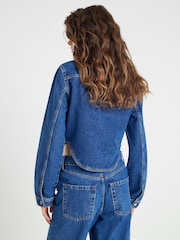 River Island Long Sleeve Corset Denim Jacket - תמונה 4 מתוך 4