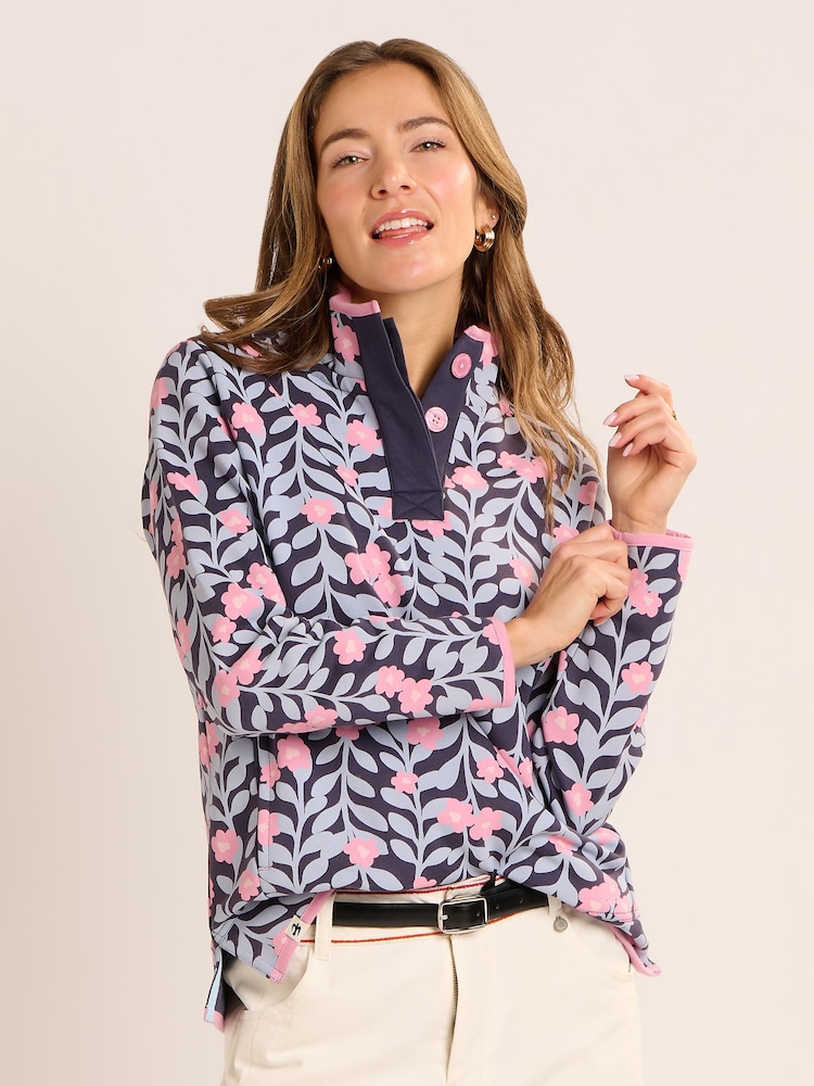 Brakeburn Blue Asker Quarter Zip Sweatshirt - Image 1 of 6 Brakeburn Blue Asker Quarter Zip Sweatshirt - Image 1 of 6