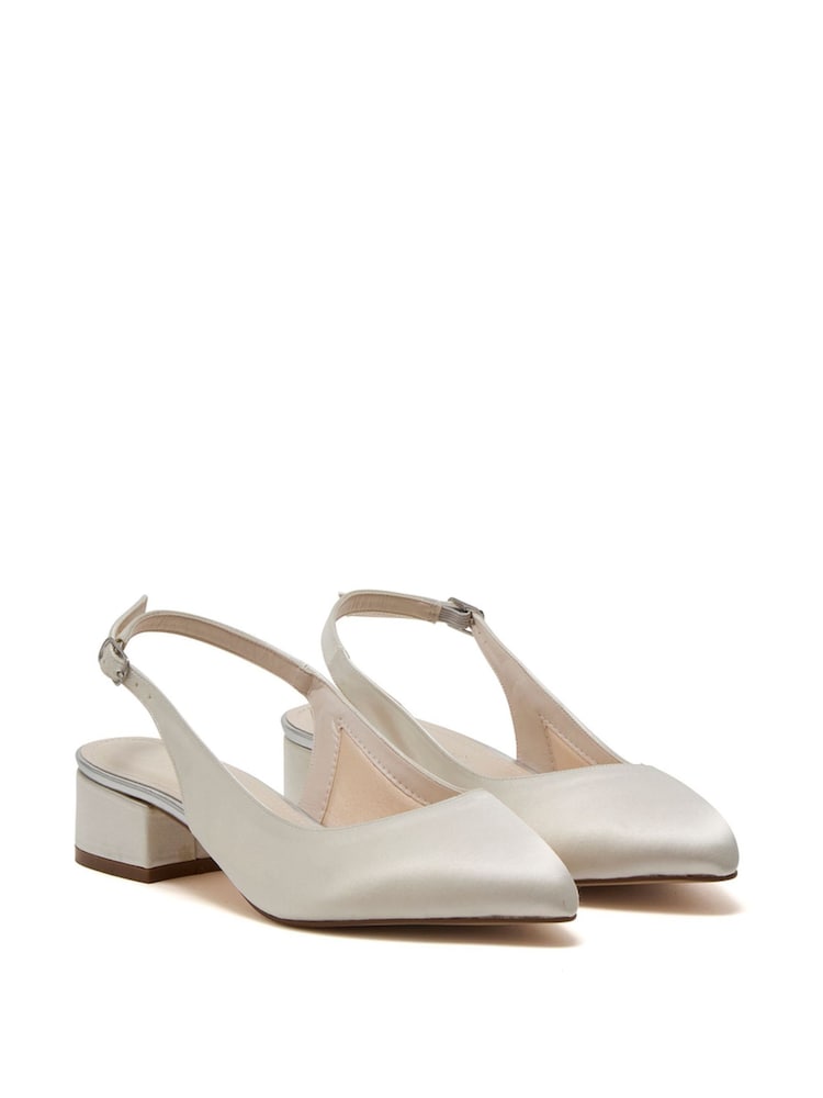 Rainbow Club White Faith Low Wide Fit Slingback Satin Shoes - Image 2 of 4 Rainbow Club White Faith Low Wide Fit Slingback Satin Shoes - Image 2 of 4