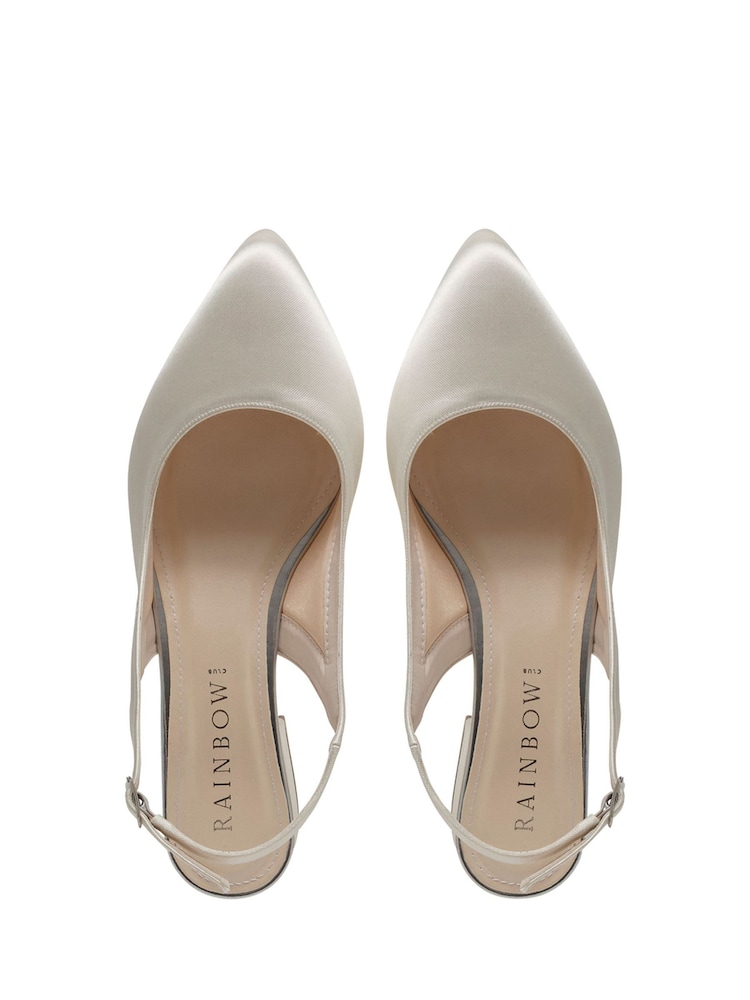 Rainbow Club White Faith Low Wide Fit Slingback Satin Shoes - Image 4 of 4 Rainbow Club White Faith Low Wide Fit Slingback Satin Shoes - Image 4 of 4