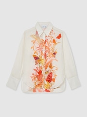 Reiss Ivory Cilia Reiss | NYBG Ramie Butterfly-Print Shirt - Image 2 of 7
