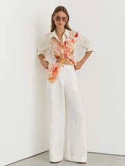 Reiss Ivory Cilia Reiss | NYBG Ramie Butterfly-Print Shirt - Image 3 of 7