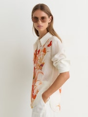 Reiss Ivory Cilia Reiss | NYBG Ramie Butterfly-Print Shirt - Image 4 of 7