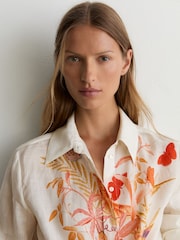 Reiss Ivory Cilia Reiss | NYBG Ramie Butterfly-Print Shirt - Image 5 of 7