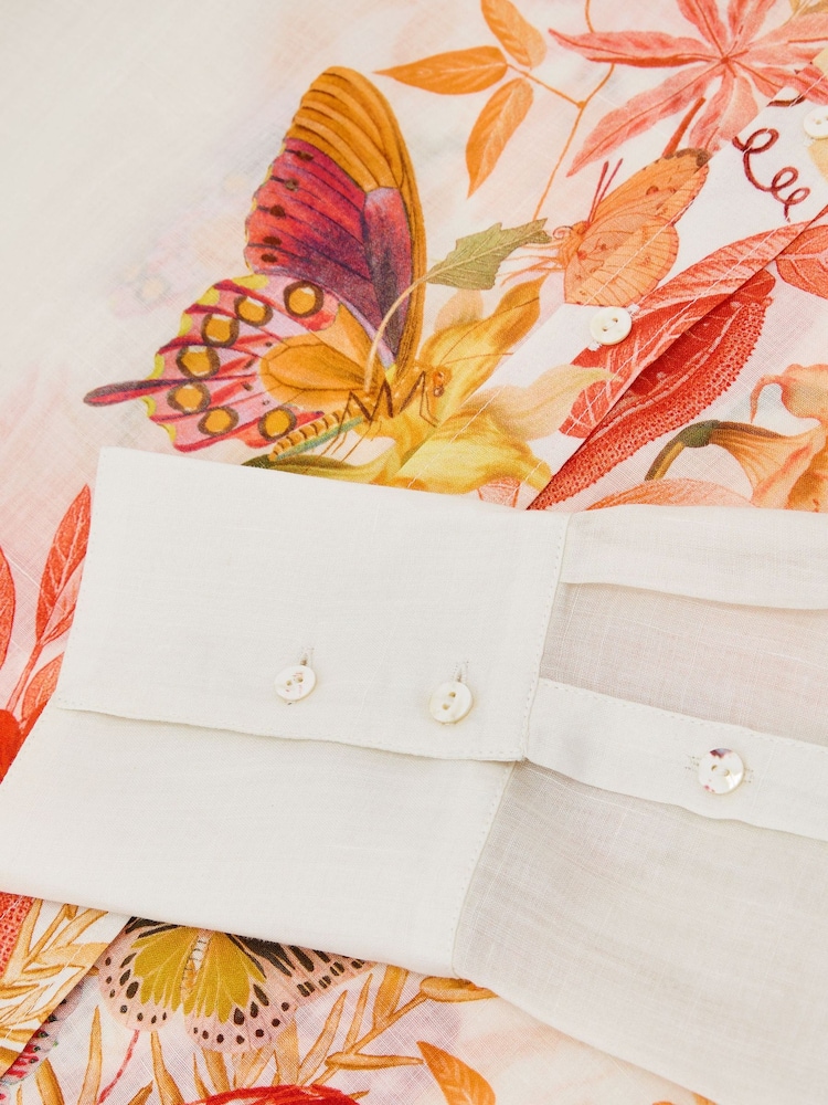 Reiss Ivory Cilia Reiss | NYBG Ramie Butterfly-Print Shirt - Image 7 of 7