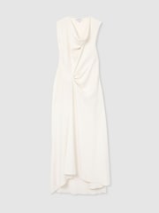 Reiss Ivory Dorota Drape-Detail Sleeveless Midi Dress - Image 2 of 7
