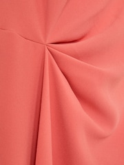Reiss Coral Pink Dorota Drape-Detail Sleeveless Midi Dress - Image 7 of 7