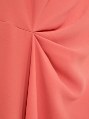 Reiss Coral Pink Dorota Drape-Detail Sleeveless Midi Dress - Image 8 of 8