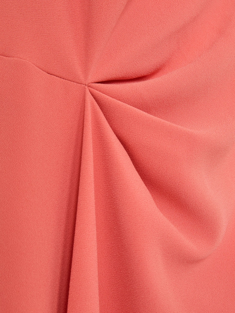 Reiss Coral Pink Dorota Drape-Detail Sleeveless Midi Dress - Image 8 of 8 Reiss Coral Pink Dorota Drape-Detail Sleeveless Midi Dress - Image 8 of 8