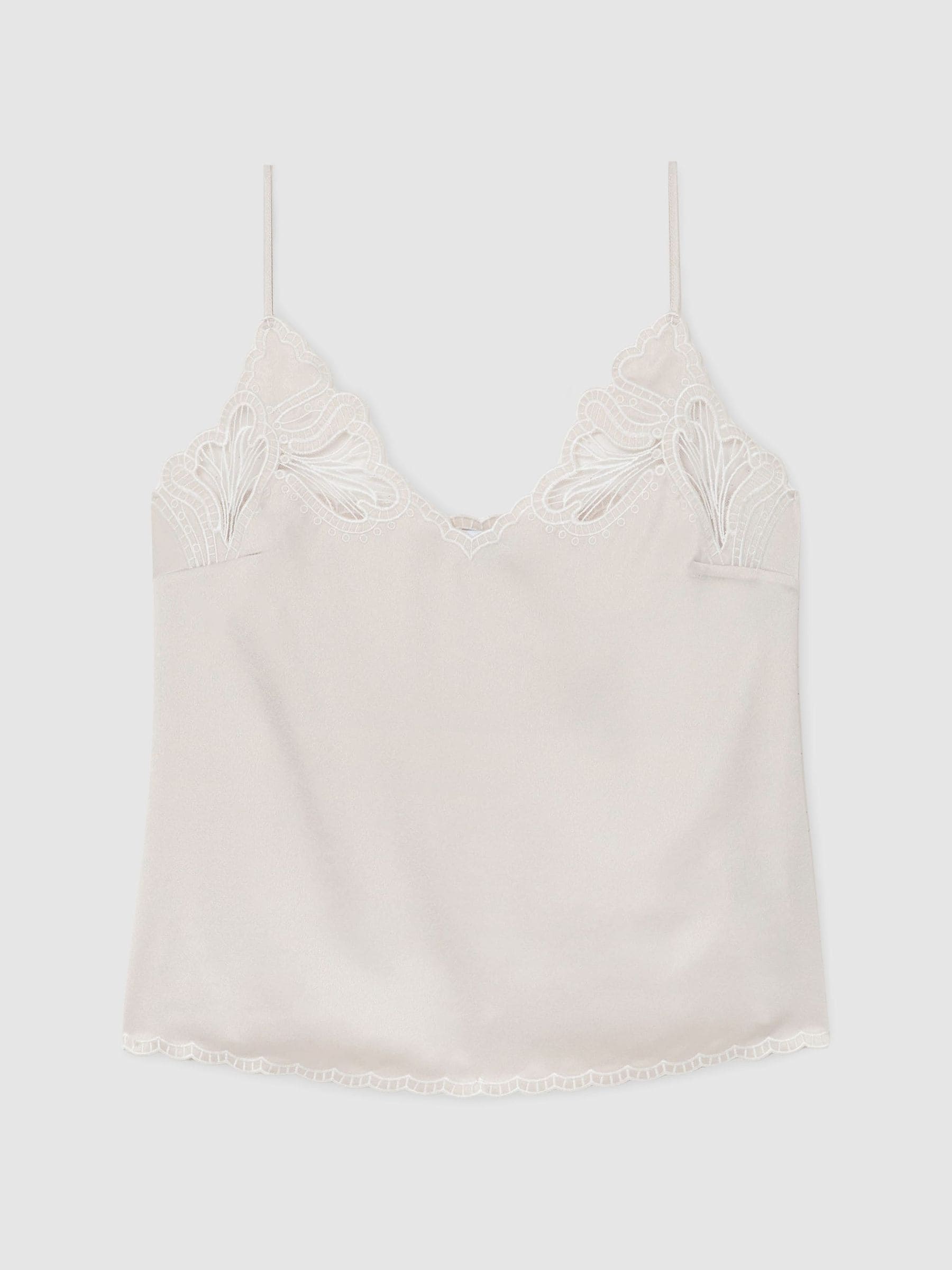 Buy Reiss Neutral Joanie Satin Lace-Detail Cami Top from Next USA
