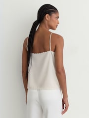 Reiss Neutral Joanie Satin Lace-Detail Cami Top - Image 5 of 7