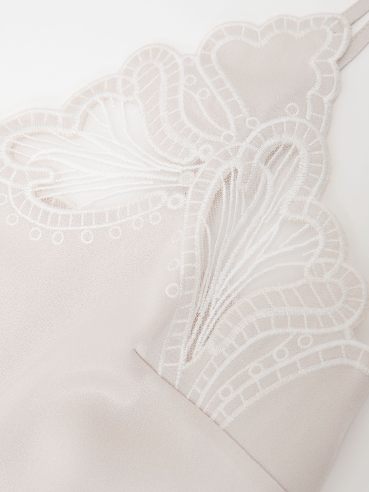 Reiss Neutral Joanie Satin Lace-Detail Cami Top - Image 7 of 7