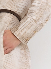 Reiss Neutral Sienna Snake-Print Belted Midi Shirt Dress - Image 6 of 8